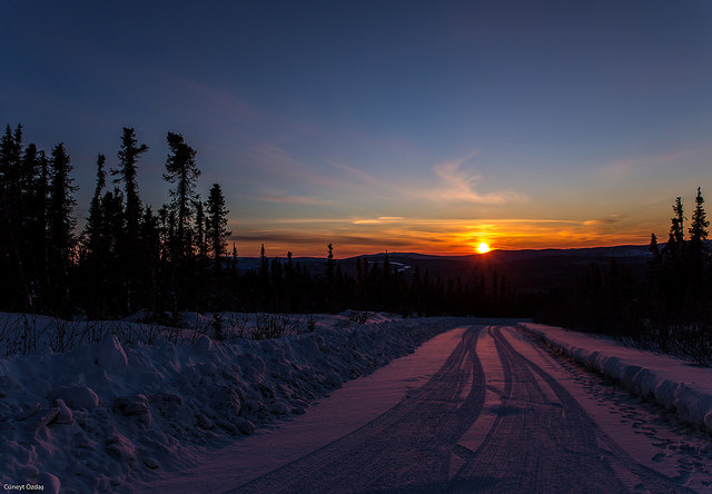 Fairbanks'ta gün batımı.